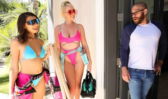 The guy accidentally got into group sex with beauties