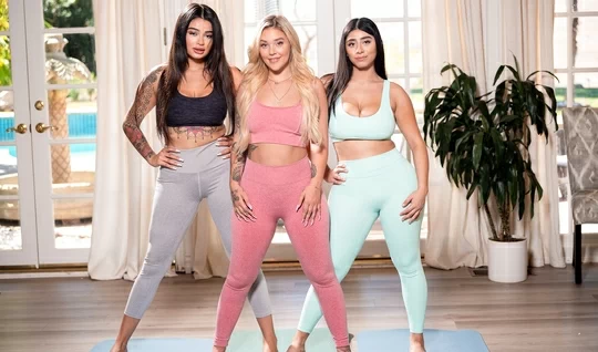 Lesbians decided to have group sex after yoga