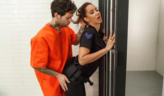 A woman with big milkings enjoys sex with a criminal