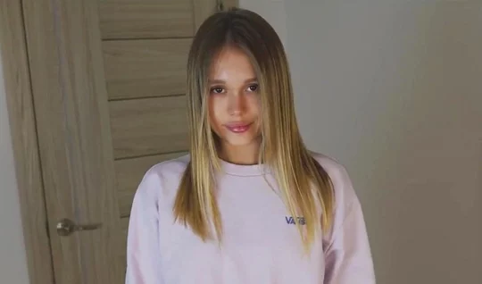 The young girl in golfs actively jumped on a strong cock