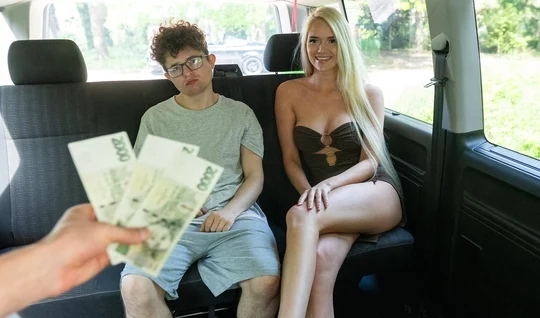 A slender girl led out for money and cheated on her boyfriend