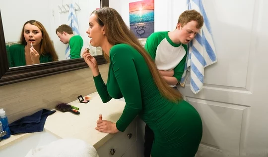 Young mother gave a bright pleasure a stepson