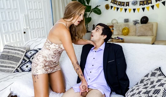 In honor of the New Year, the mother arranged a steep triplet