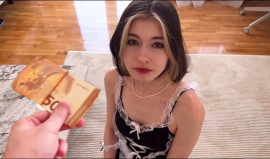 For the sake of money, a Russian bitch is ready to suck and fuck