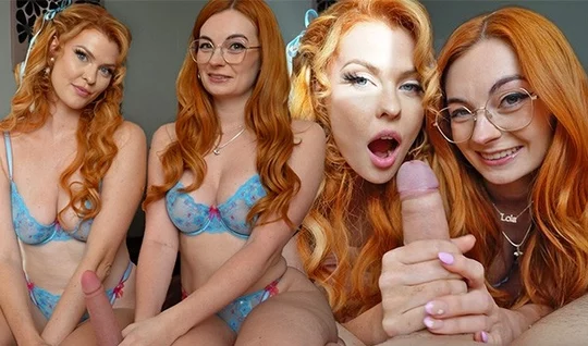 Red-haired girlfriends began to please a strong penis