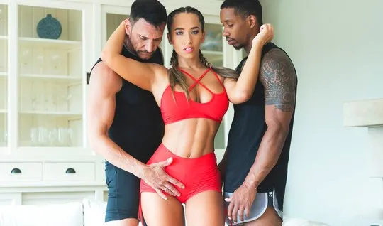 Two guys arranged group sex for a tender chick with big milkings