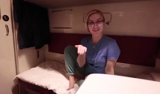 Russian guy right in the train compartment spreads his legs for sex with a stranger