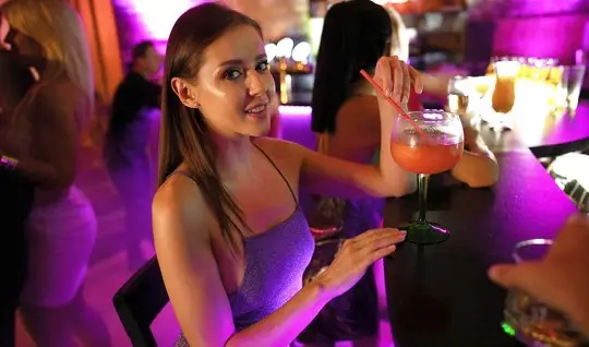 Brunette during sex in the first person gets an orgasm and pleasure