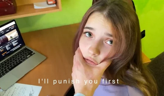 Russian stepdaughter was guilty and now sucks dick to her stepfather