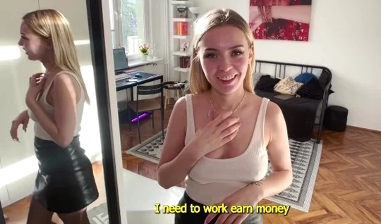 Russian chick sucks her friends cock just for money